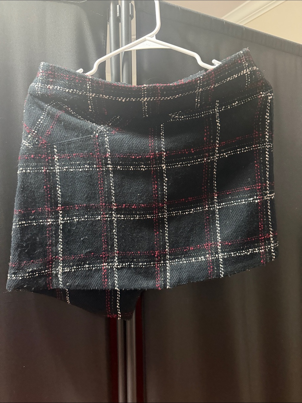 BCBGeneration Black Plaid Mini Skirt with Red and White Windowpane